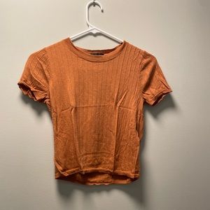 Ribbed cotton short sleeve t-shirt